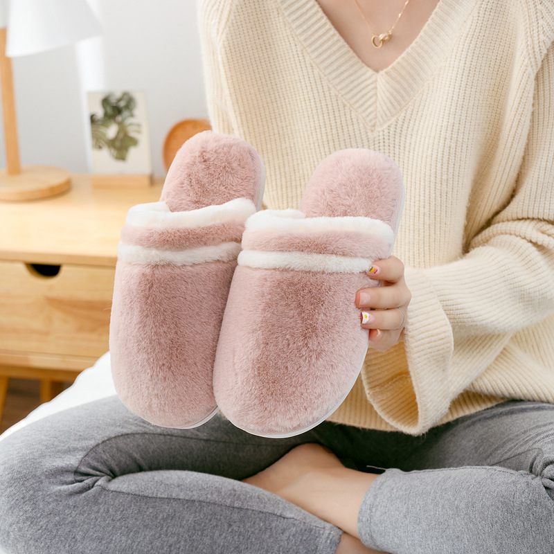 Nieuwe Paar Katoenen Slippers Vrouwen Winter Thuis Indoor Antislip Warme Pluche Dikke Bodem Mannen