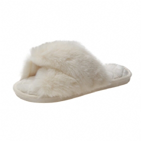 Pantoffels Winter Pluche Kruisband Sleepkatoen Indoor Warm Vrouwelijk Woord Lang Haar