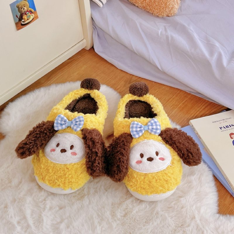 Pluche Fluwelen Katoenen Pantoffels Dames Winter Schattig Huis Indoor Warm Katoen Slepen Zacht Meng Rui Rui Konijn Cartoon Paar Schoenen