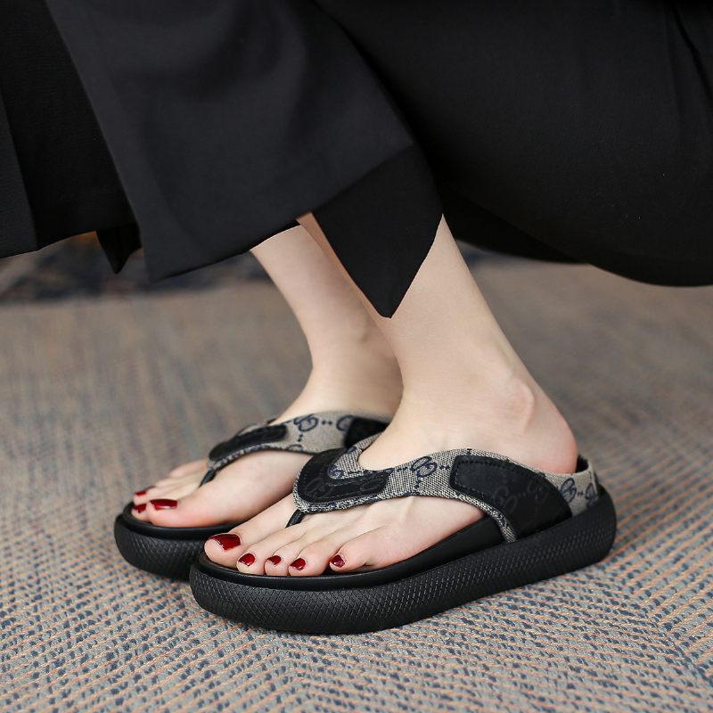 Sandalen Met Dikke Zolen Pantoffels Dames 2024 Zomer Nieuwe Mode Flip-flops Plateauzolen