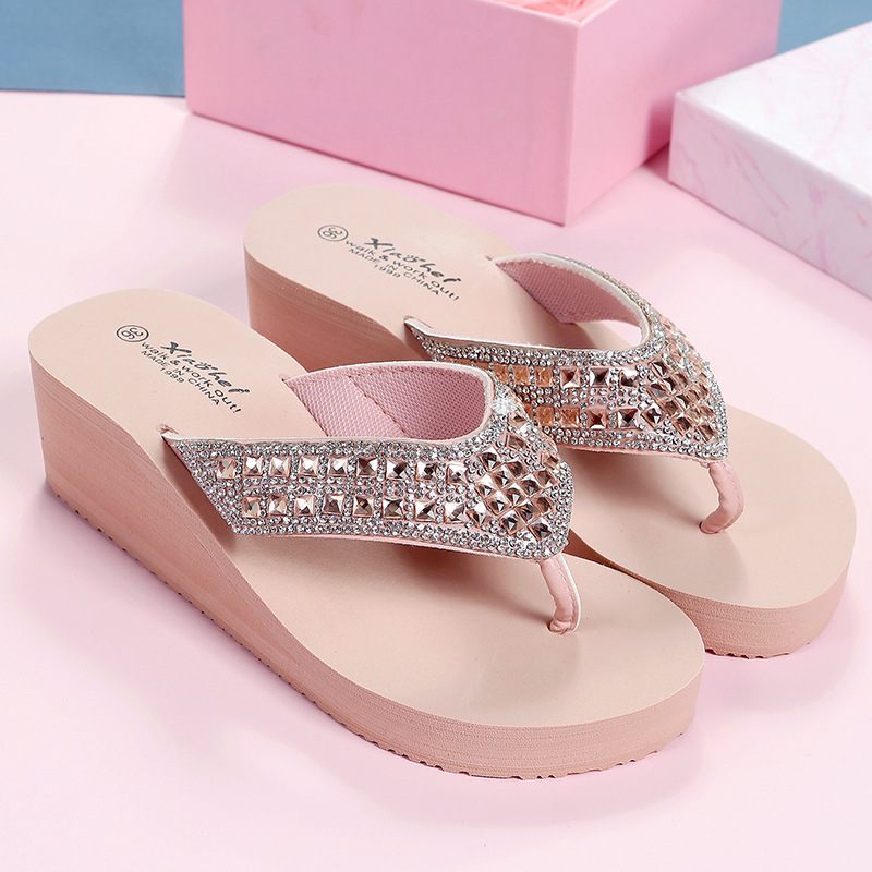 Slippers Dames Zomer Strass Sandalen Pantoffels Schoenen Meisjes Mode Vakantie Strandschoenen Wig Platform