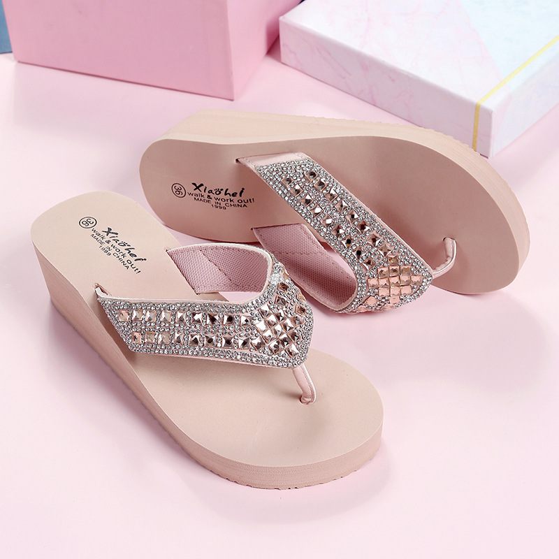 Slippers Dames Zomer Strass Sandalen Pantoffels Schoenen Meisjes Mode Vakantie Strandschoenen Wig Platform