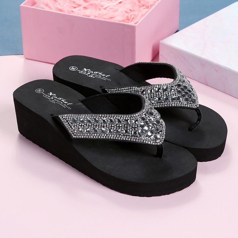 Slippers Dames Zomer Strass Sandalen Pantoffels Schoenen Meisjes Mode Vakantie Strandschoenen Wig Platform