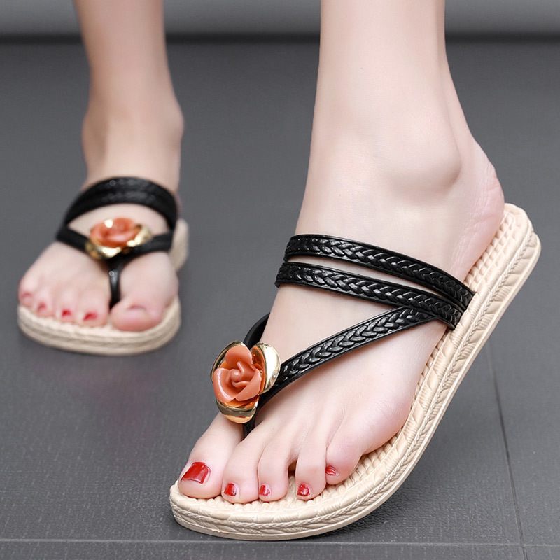 Slippers Dames Zomerstudenten Knijpen Plat Met Zachte Onderkant Slijtvaste Romeinse Sandalen Voor Tweeërlei Gebruik Schoenen Strandslippers