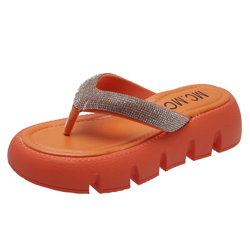 Strass Slippers Met Dikke Bodem Dames Zomer 2024 Nieuwe Mode Snuifje Platform Sandalen Gaan Uit Om De Hoogte Te Vergroten