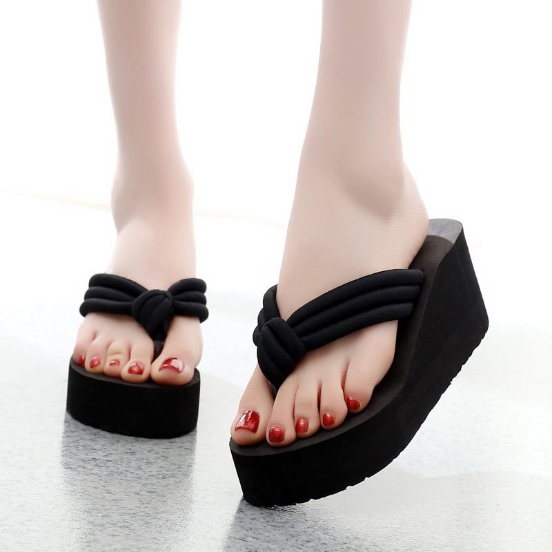 Vrouwen Hoge Hakken Dikke Zolen Slippers Strand Antislip Flip-flops Schoenen Zomer Mode Pinch Student Sandalen