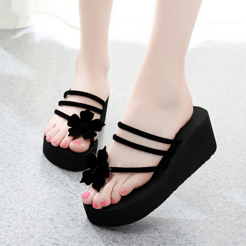 Vrouwen Hoge Hakken Dikke Zolen Slippers Strand Antislip Flip-flops Schoenen Zomer Mode Pinch Student Sandalen