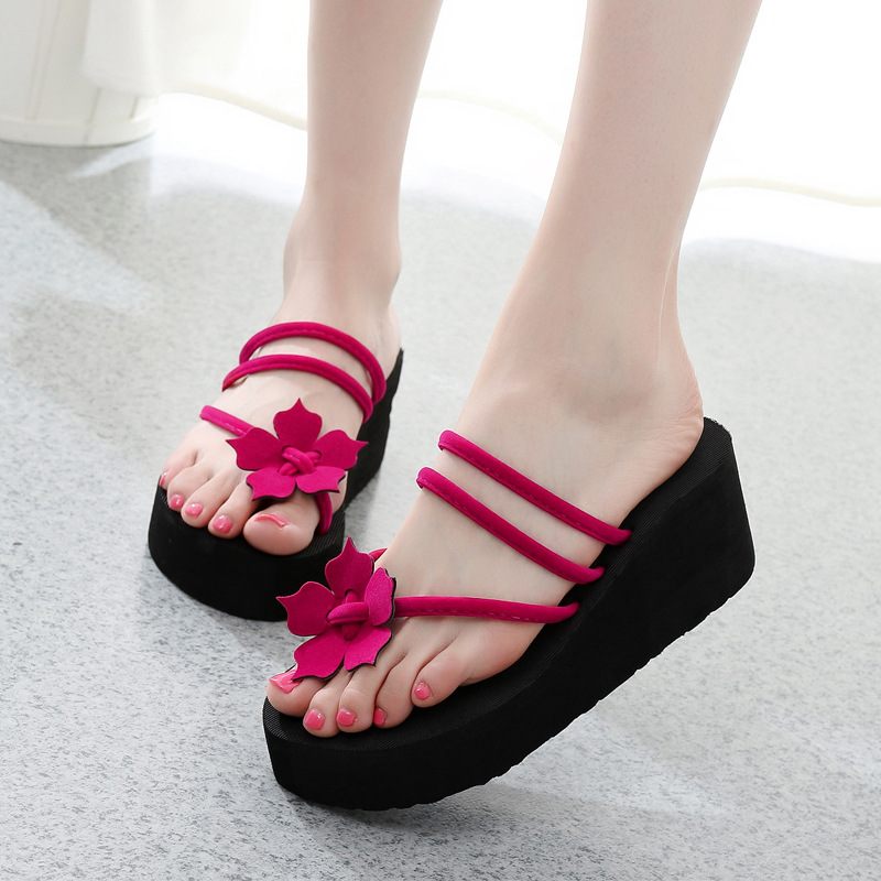 Vrouwen Hoge Hakken Dikke Zolen Slippers Strand Antislip Flip-flops Schoenen Zomer Mode Pinch Student Sandalen