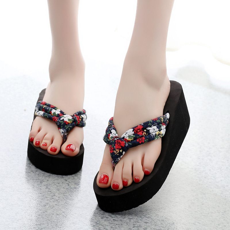 Vrouwen Hoge Hakken Dikke Zolen Slippers Strand Antislip Flip-flops Schoenen Zomer Mode Pinch Student Sandalen