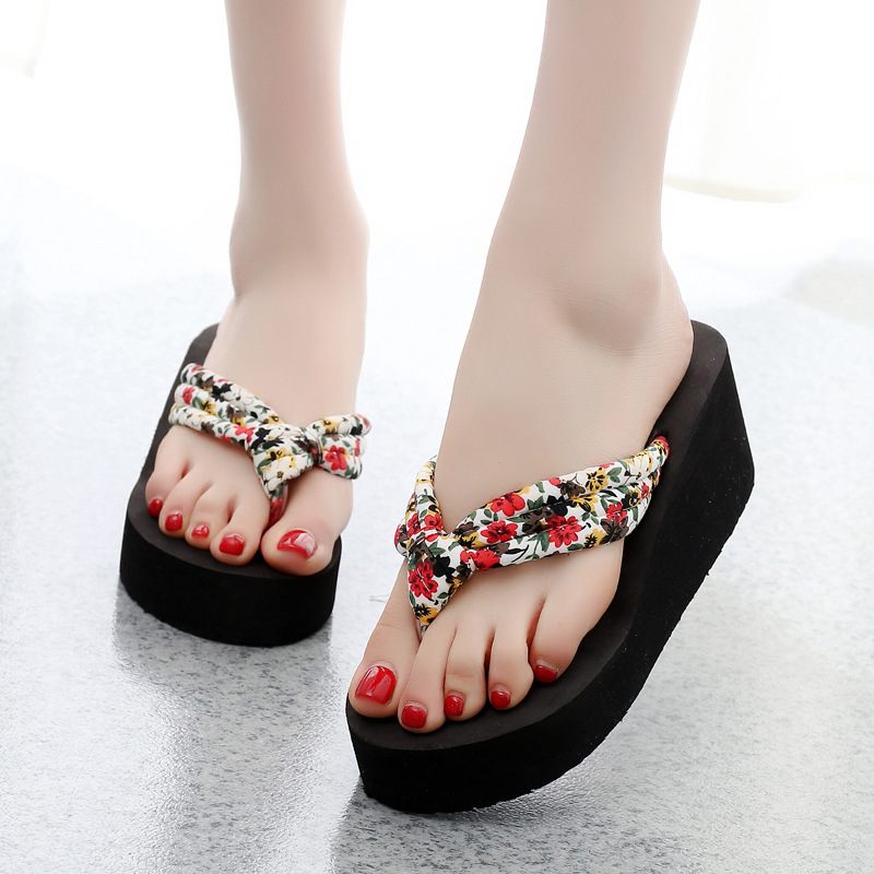 Vrouwen Hoge Hakken Dikke Zolen Slippers Strand Antislip Flip-flops Schoenen Zomer Mode Pinch Student Sandalen