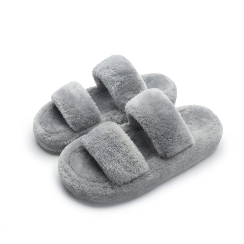 Vrouwen Nieuwe Dikke Zool Konijnenbont Inside Fashion One Word Lente Zomer Slippers