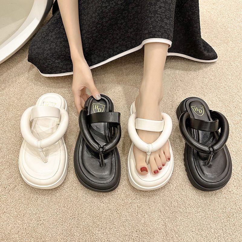 Zomer Muffin Dikke Zolen Set Voeten Snuifje Visgraat Pantoffels Strand Casual Sandalen Schoenen Dames Trendy