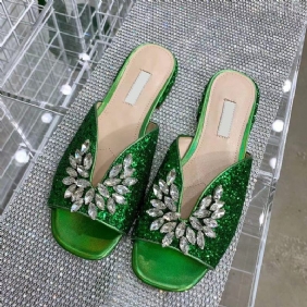 Zomer Nieuwe Platte Slippers Vrouwen Strass Versierd Ronde Neus Sandalen Schoenen Mode