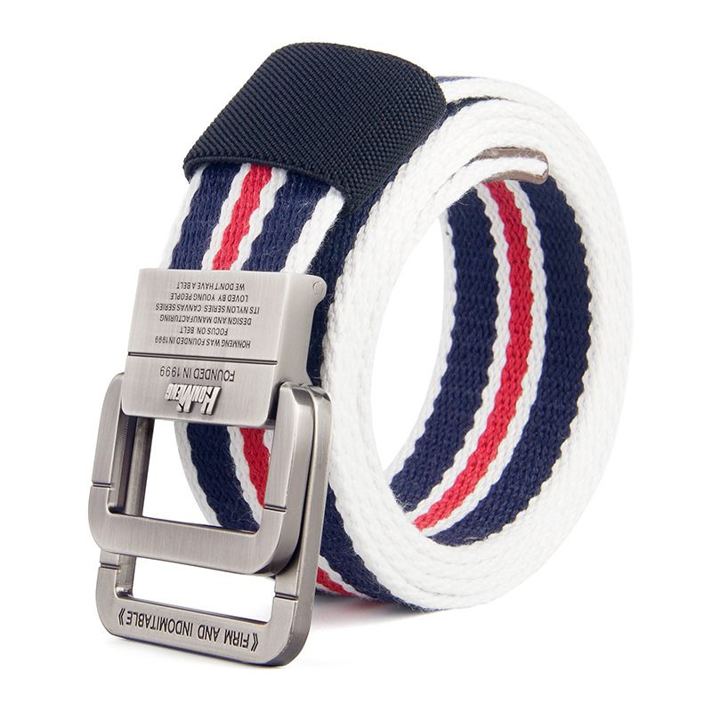 Canvas Riem Heren Legering Dubbele Ring Gesp Mode Denim Tiener Studenten Broek Vrouwelijk