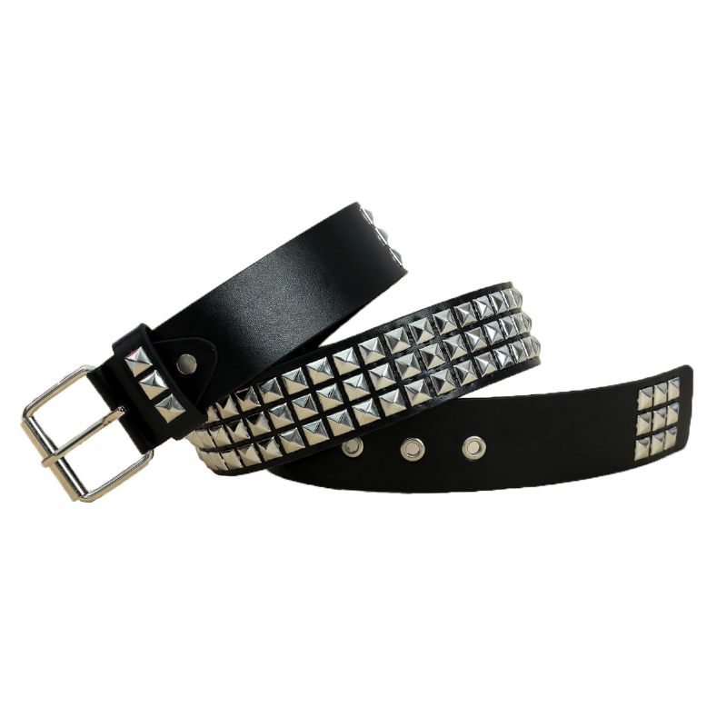 Damesriem Mode Punk Klinknagel Ingelegde Brede Riem Met Air Eyelet Jeans