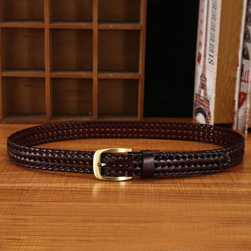 Heren- En Dameshandgeweven Riem Casual Mode En Damesriem Legering Gesp Jeansriem