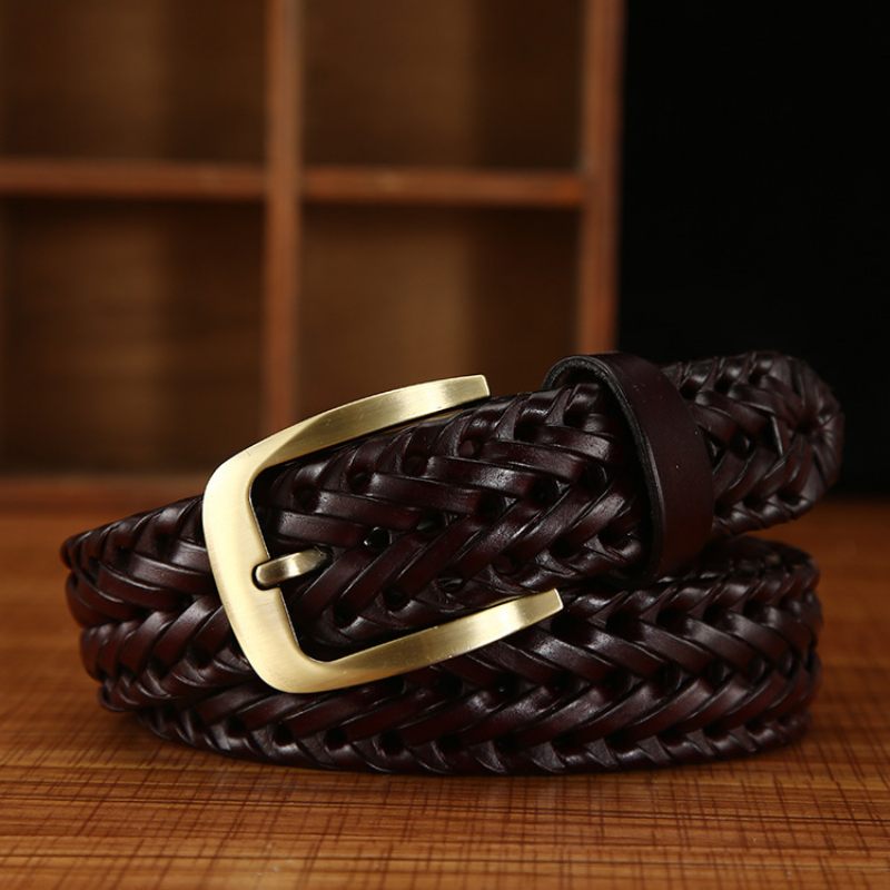 Heren- En Dameshandgeweven Riem Casual Mode En Damesriem Legering Gesp Jeansriem