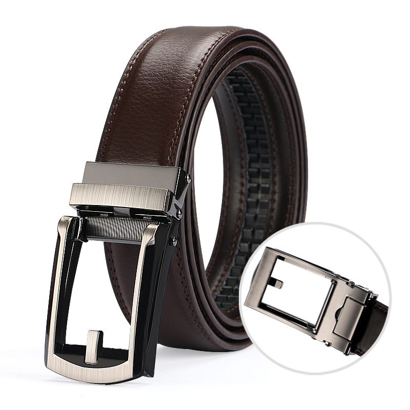 Leren Valse Naaldriem Automatische Gespriem Comfort Click Belt Speciale Riem Voor Heren