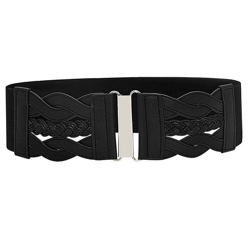 Nieuwe Dames Elastische Riem Met Donsjack Tailleband Brede Zwart Windjack