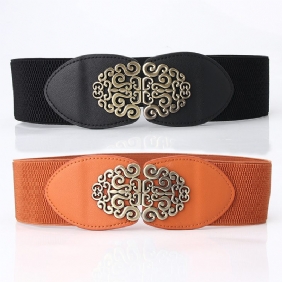 Nieuwe Damesriem Retro Gegraveerde Gesp Brede Gordel Damesaccessoires Decoratieve Riem