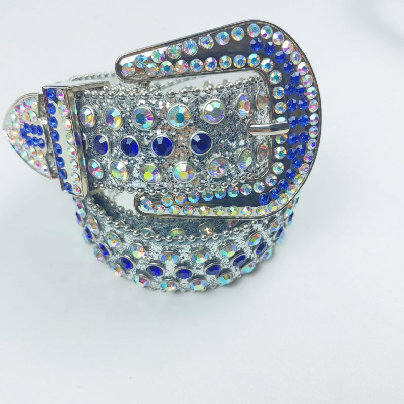 Nieuwe Strass Pailletten Brede Riem Mode Geen Gat Blote Lichaam Blauwe Dames Prom