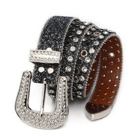 Strass Riem Persoonlijkheid Stijl Legering Pin Gesp Pu Materiaal Mannen En Vrouwen Mode Winter Aanbieding