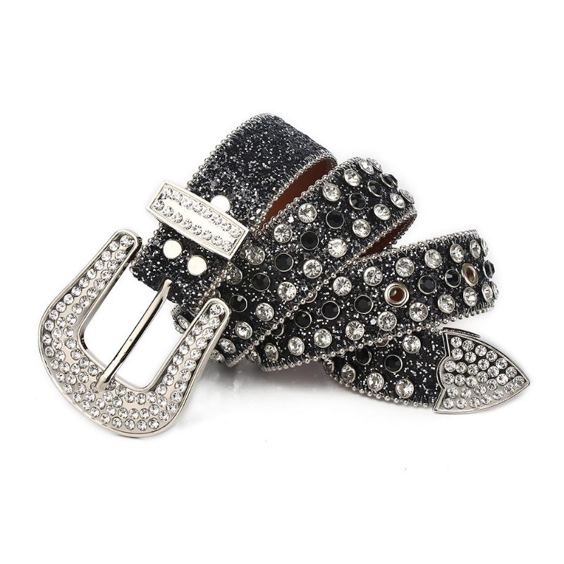 Strass Riem Persoonlijkheid Stijl Legering Pin Gesp Pu Materiaal Mannen En Vrouwen Mode Winter Aanbieding