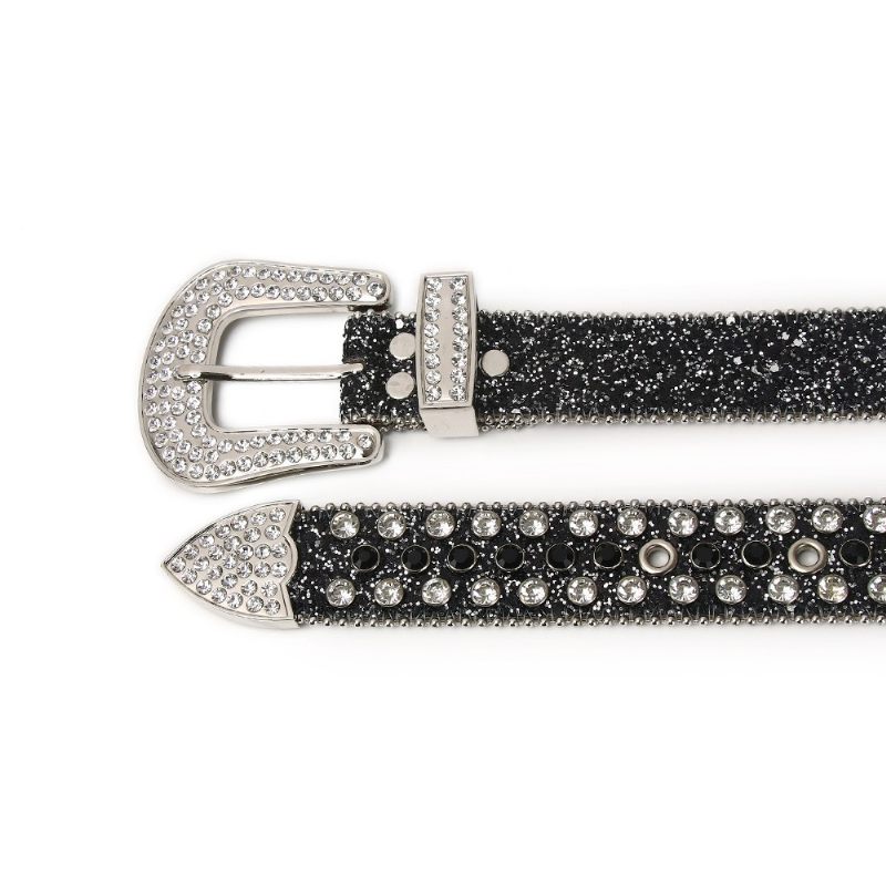 Strass Riem Persoonlijkheid Stijl Legering Pin Gesp Pu Materiaal Mannen En Vrouwen Mode Winter Aanbieding