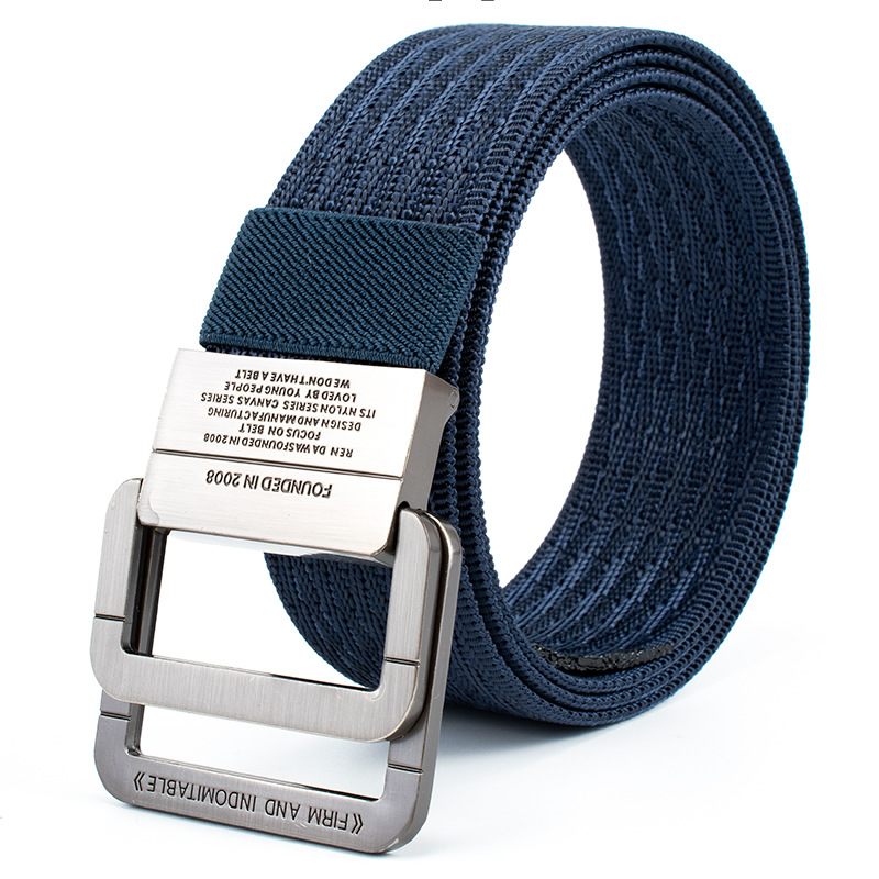 Vierkante Herenriem Sport Canvas Riem Legering Gesp Hypoallergene Dubbele Ontwerp