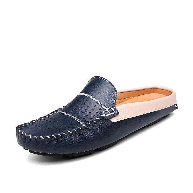 Zomer Herenschoenen Muller Schoenen Casual Overschoen Voet Leer Holle Ademende Slip-on Rijden Doudou