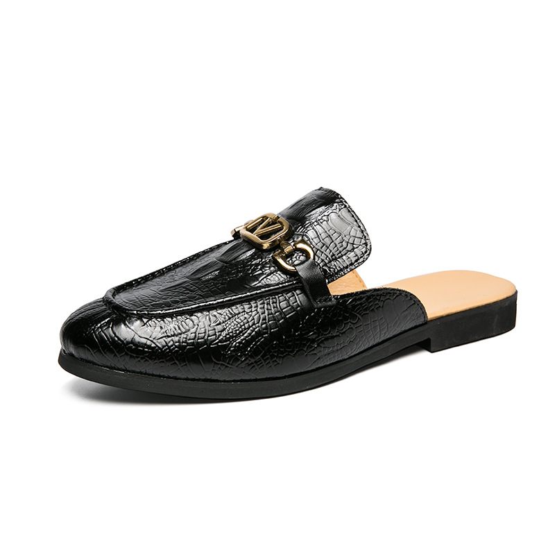 Zomer Mannen Plus Size Baotou Slippers Mode Set Voeten Geklede Schoenen Mannelijke Krokodil Patroon