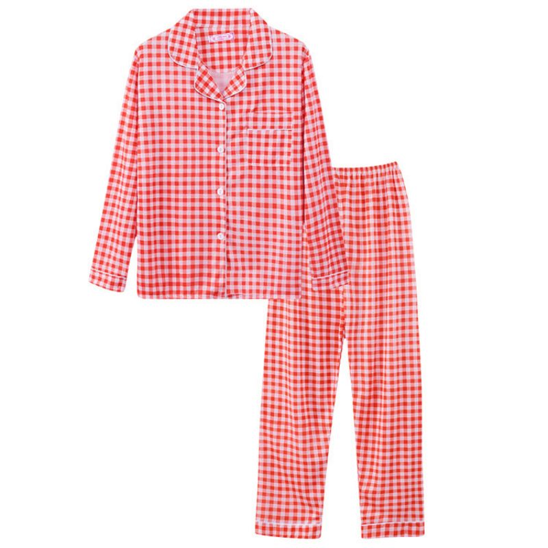 Broeken Met Lange Mouwen Pyjama's Dames Revers Vest Strepen Set Huiskleding