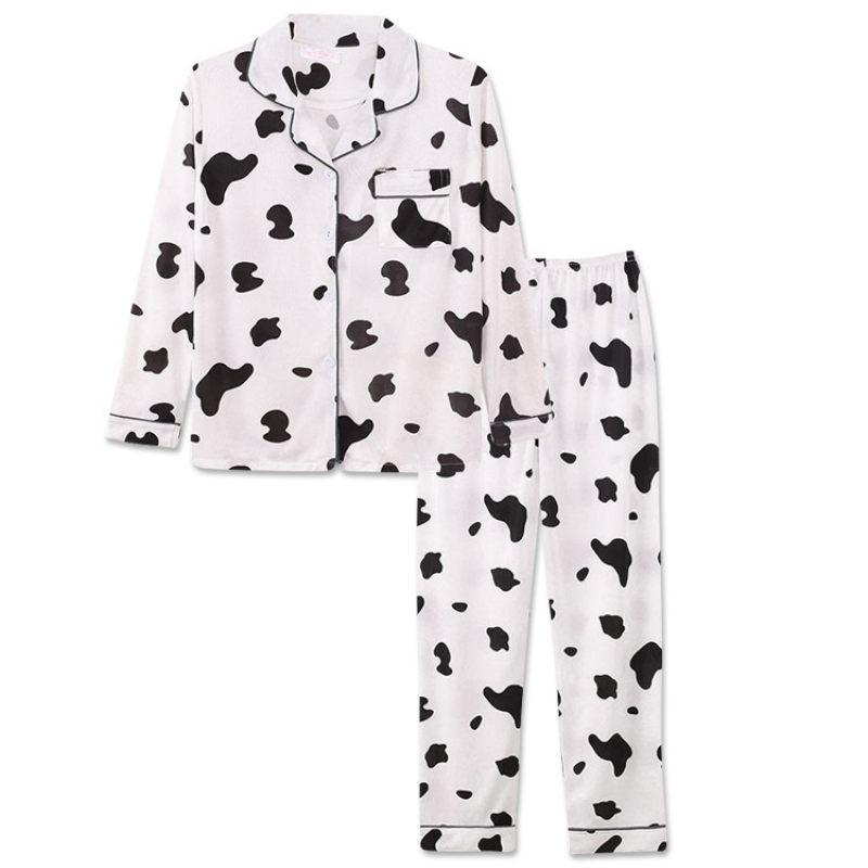 Broeken Met Lange Mouwen Pyjama's Dames Revers Vest Strepen Set Huiskleding