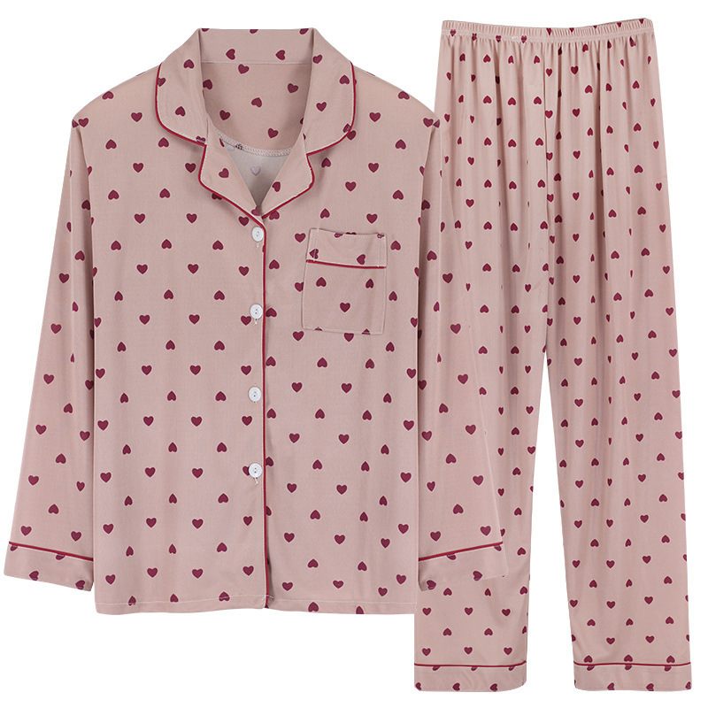 Broeken Met Lange Mouwen Pyjama's Dames Revers Vest Strepen Set Huiskleding