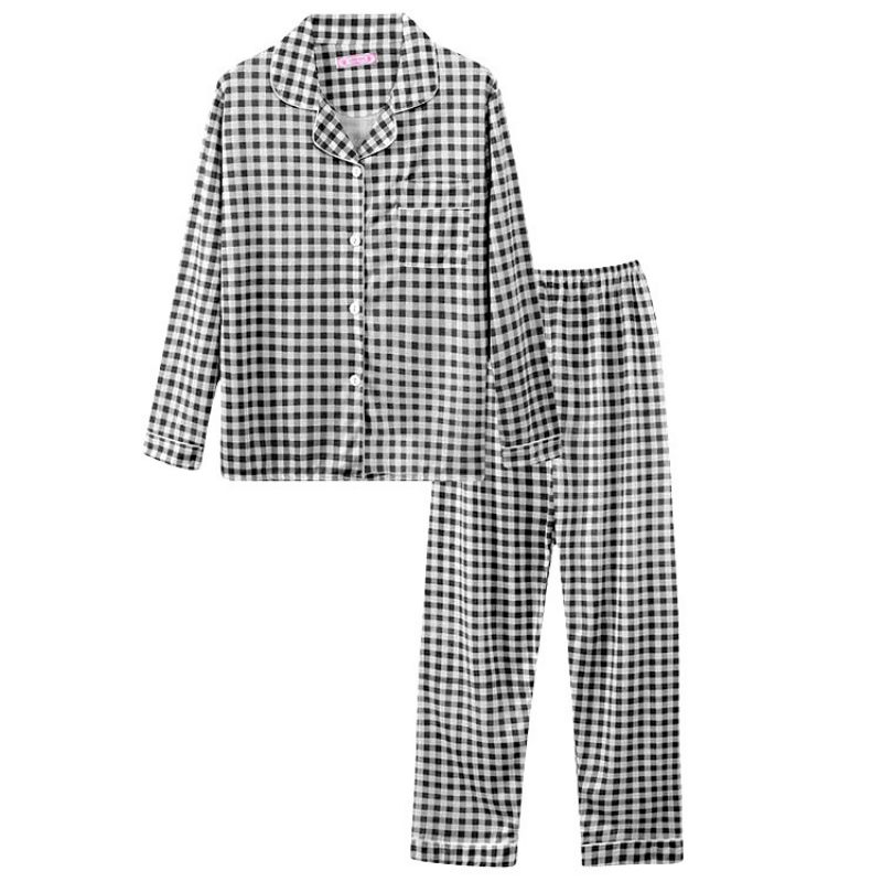 Broeken Met Lange Mouwen Pyjama's Dames Revers Vest Strepen Set Huiskleding