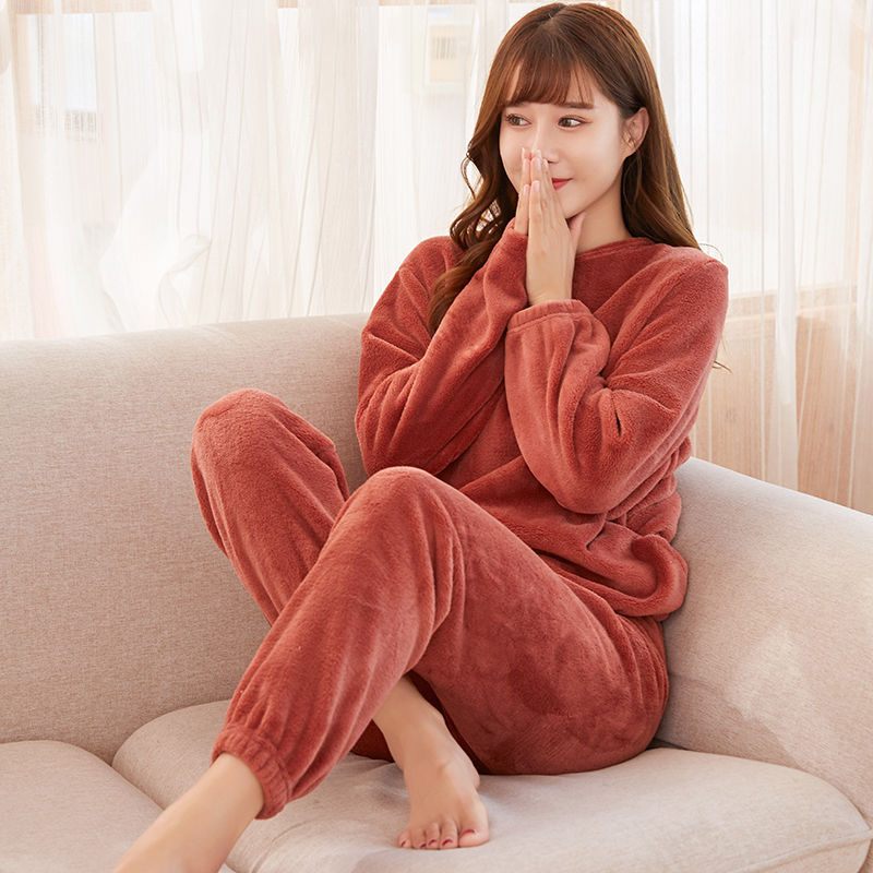 Coral Fluwelen Set Pyjama Dames Huiskleding Verdikte Nachtjapon