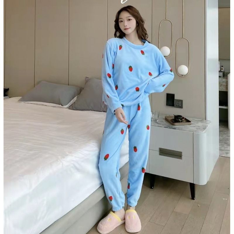 Coral Fluwelen Set Pyjama Dames Huiskleding Verdikte Nachtjapon