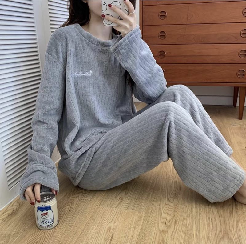 Coral Fluwelen Set Pyjama Dames Huiskleding Verdikte Nachtjapon