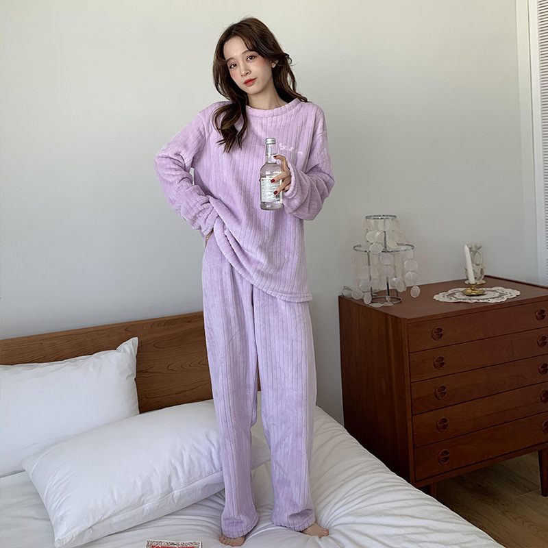 Coral Fluwelen Set Pyjama Dames Huiskleding Verdikte Nachtjapon