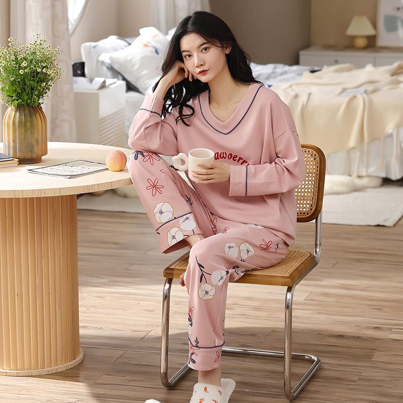 Dames Pyjama Katoen Lange Mouwen Casual Homewear Sets