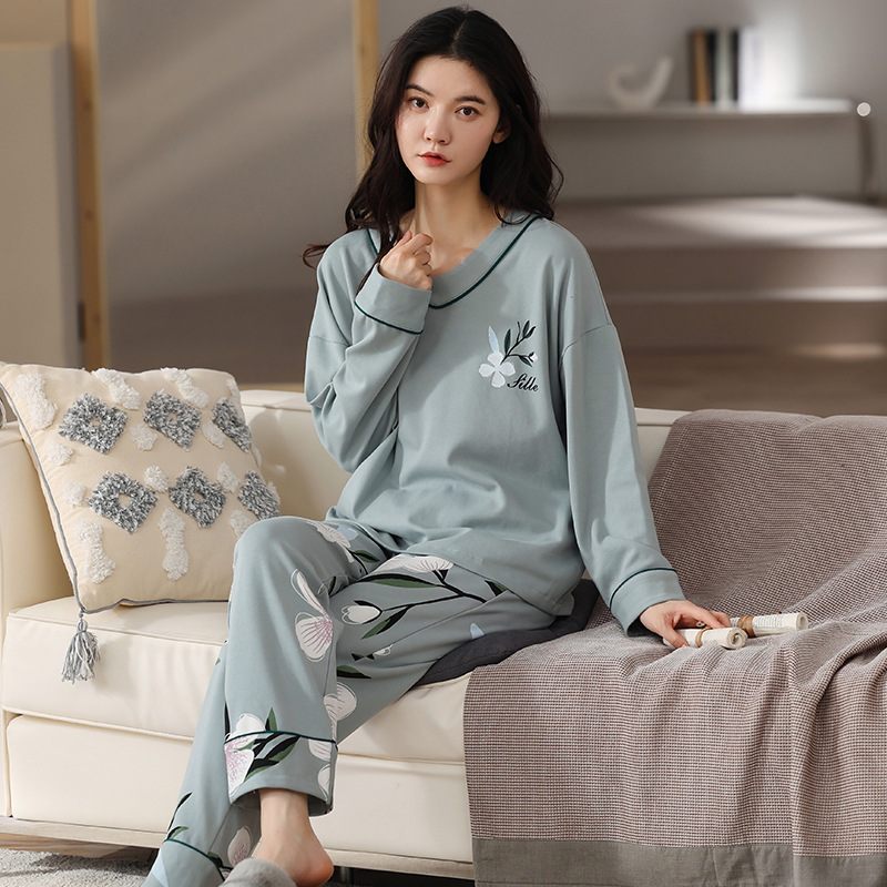 Dames Pyjama Katoen Lange Mouwen Casual Homewear Sets