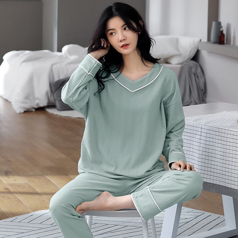 Dames Pyjama Katoen Lange Mouwen Casual Homewear Sets