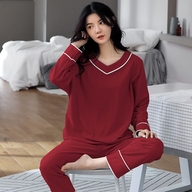 Dames Pyjama Katoen Lange Mouwen Casual Homewear Sets