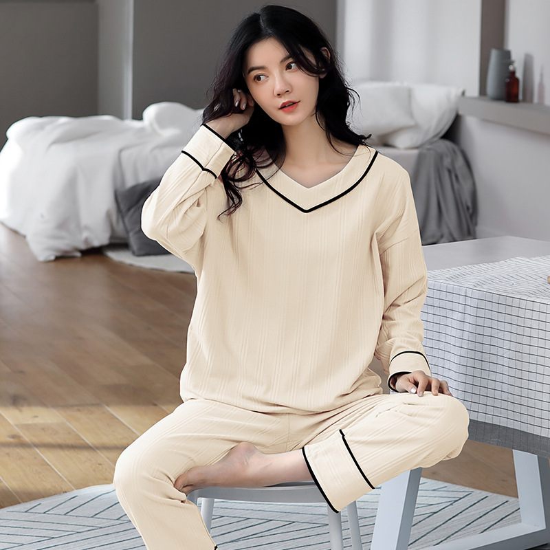 Dames Pyjama Katoen Lange Mouwen Casual Homewear Sets