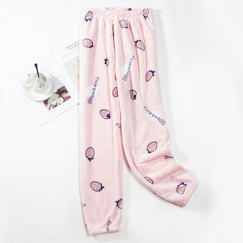 Dames Pyjama Losse Flanellen Warme Broek