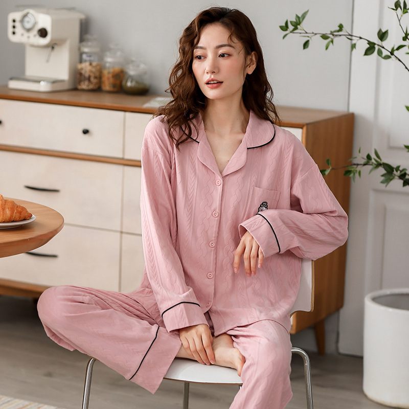 Dames Pyjama Met Lange Mouwen Katoenen Vest Homewear