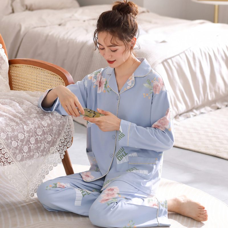 Dames Pyjama's Katoen Lange Mouw Suits Casual Homewear