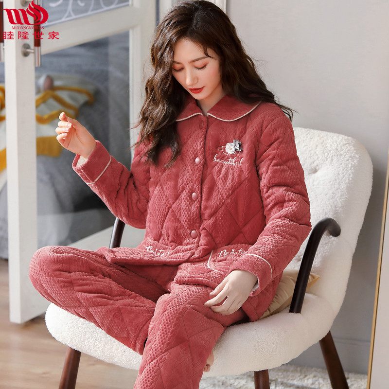 Damespyjama Dik Coral Fleece Set Homewear