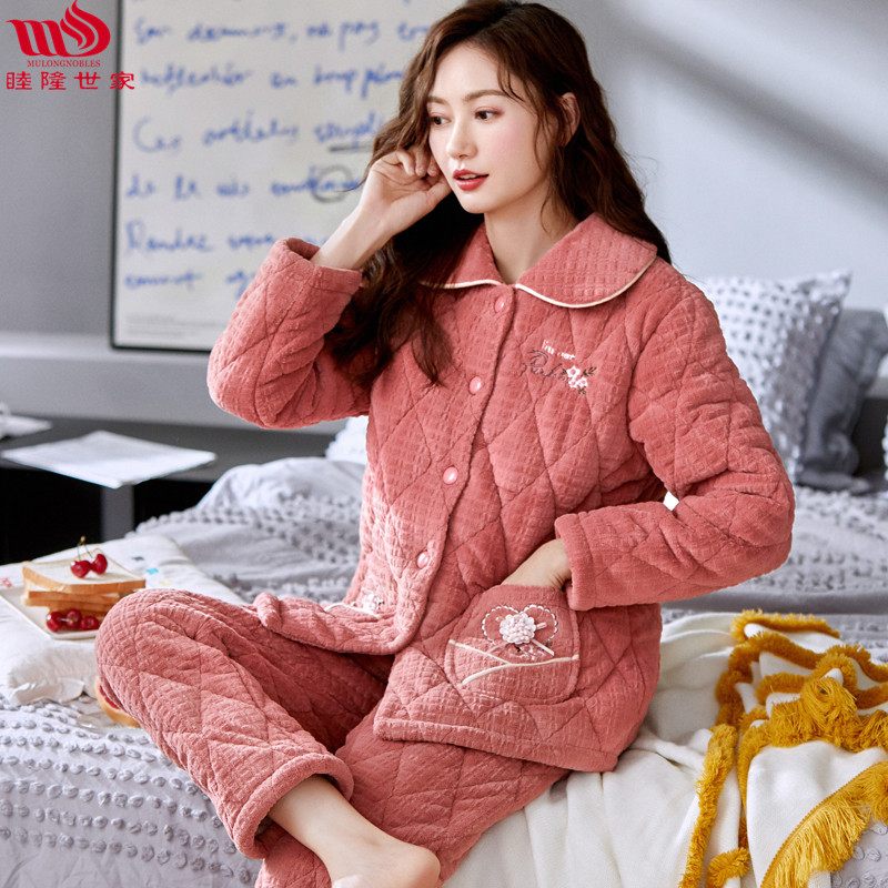 Damespyjama Dik Coral Fleece Set Homewear