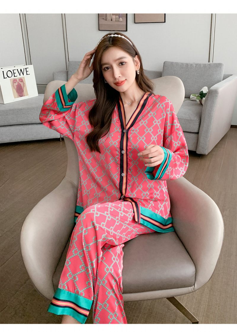 Damespyjama Set Loungewear V-hals